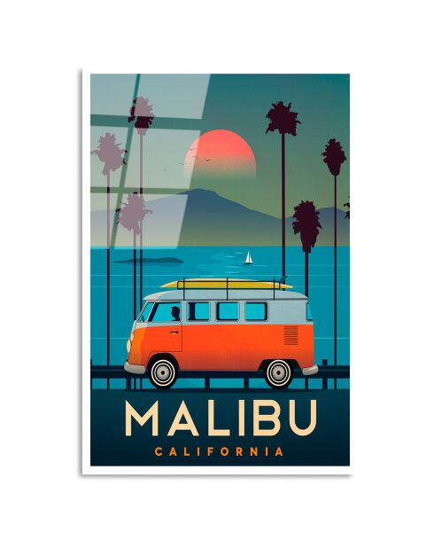 Tableau décoratif en verre trempé Malibu multicolore - 30x45 cm