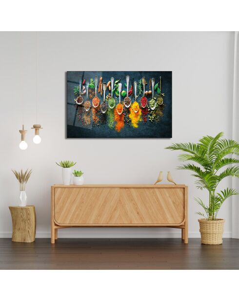 Tableau décoratif en verre trempé  Epices multicolore - 46x72 cm