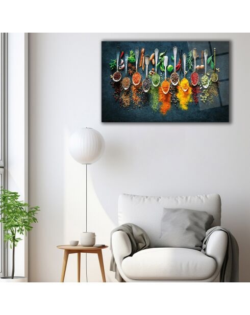 Tableau décoratif en verre trempé  Epices multicolore - 46x72 cm