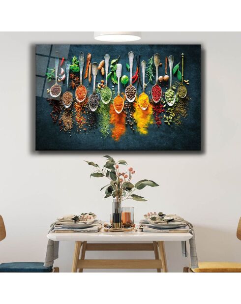 Tableau décoratif en verre trempé  Epices multicolore - 46x72 cm