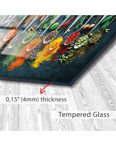 Tableau décoratif en verre trempé  Epices multicolore - 46x72 cm