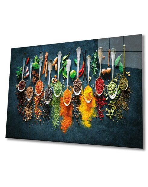 Tableau décoratif en verre trempé  Epices multicolore - 46x72 cm
