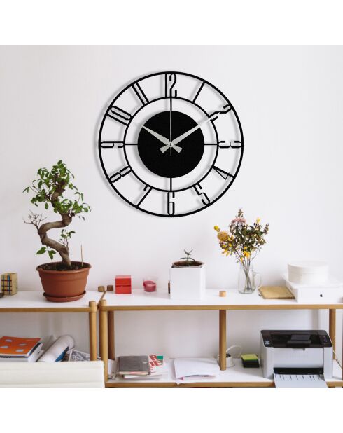 Decoratieve wandklok van zwart metaal - 48x48 cm