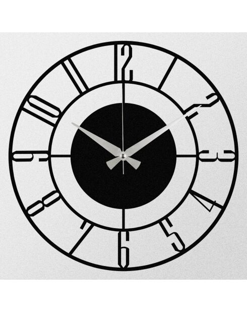 Decoratieve wandklok van zwart metaal - 48x48 cm