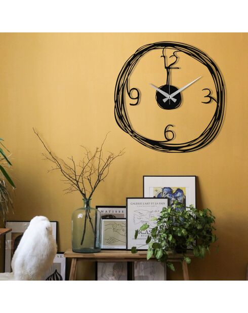 Horloge murale décorative en métal noire - 53x86 cm