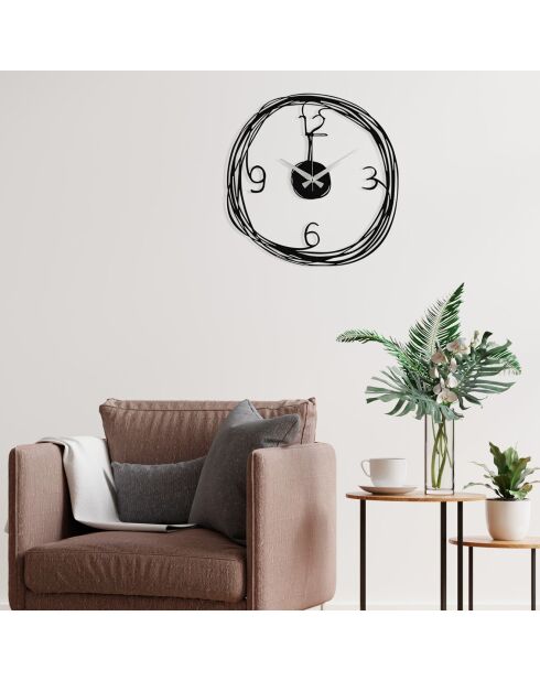 Horloge murale décorative en métal noire - 53x86 cm