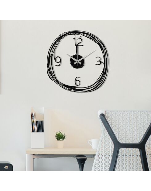 Horloge murale décorative en métal noire - 53x86 cm
