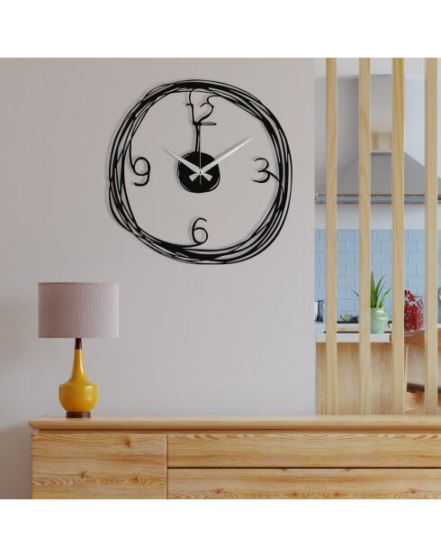 Horloge murale décorative en métal noire - 53x86 cm
