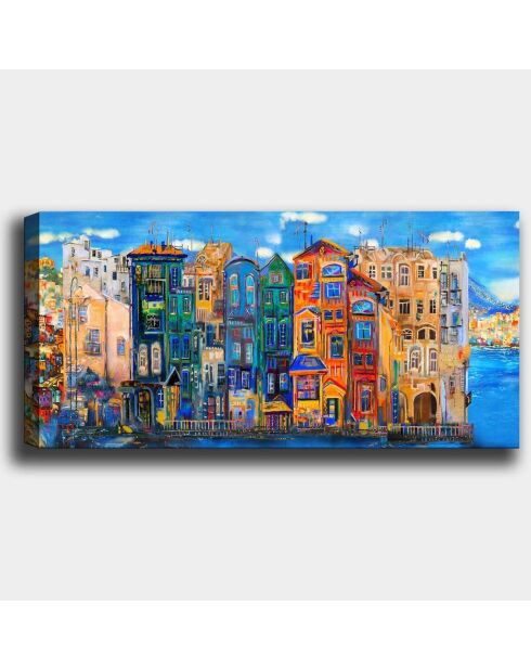 Peinture décorative Immeubles multicolore - 51x120 cm
