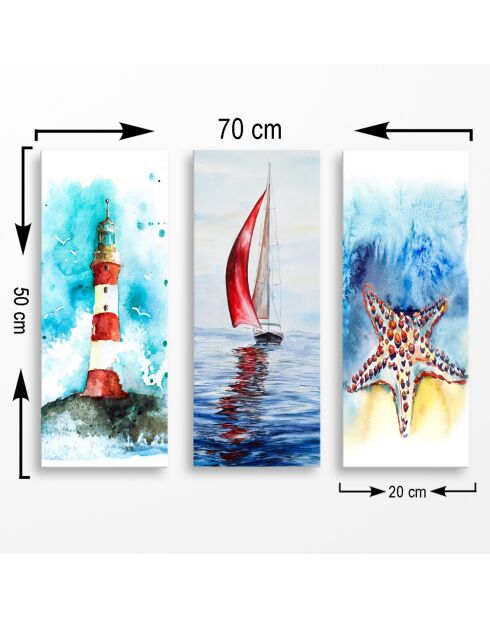 Decoratieve verf zee 3 stuks veelkleurig - 20x50 cm