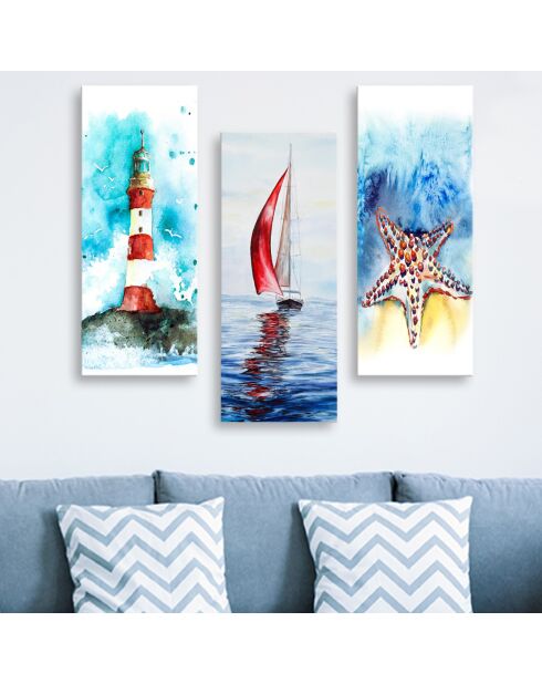 Decoratieve verf zee 3 stuks veelkleurig - 20x50 cm