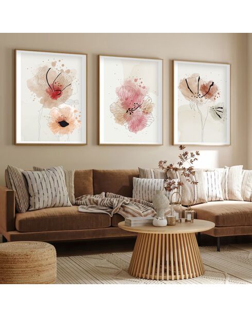 Peinture décorative Fleur 3 pièces multicolore - 50x70 cm