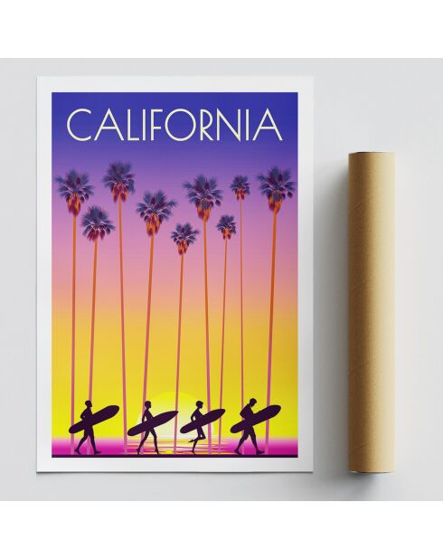 Poster A4 California multicolore - 21x29.7 cm