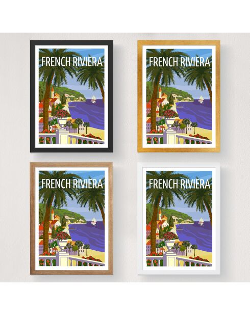 Mehrfarbiges Poster an der französischen Riviera, A4-Format, 21 x 29,7 cm