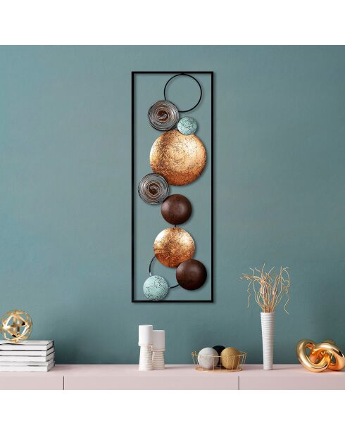 Accessoire mural décoratif en métal Boules multicolore - 32x90x4 cm