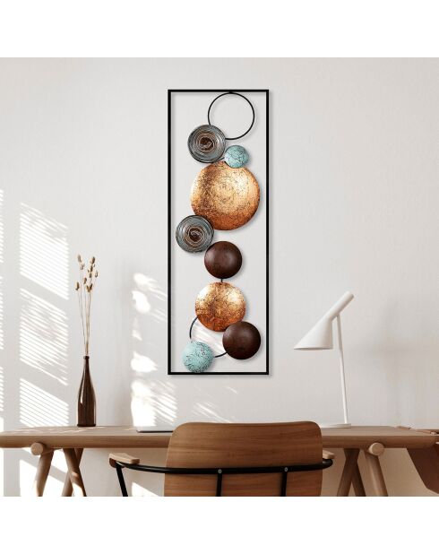 Accessoire mural décoratif en métal Boules multicolore - 32x90x4 cm