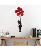 Accessoire mural en métal décoratif Enfant & Ballon rouge/noir - 100x34 cm