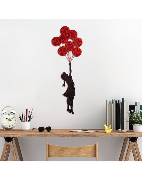 Accessoire mural en métal décoratif Enfant & Ballon rouge/noir - 100x34 cm