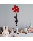 Accessoire mural en métal décoratif Enfant & Ballon rouge/noir - 100x34 cm