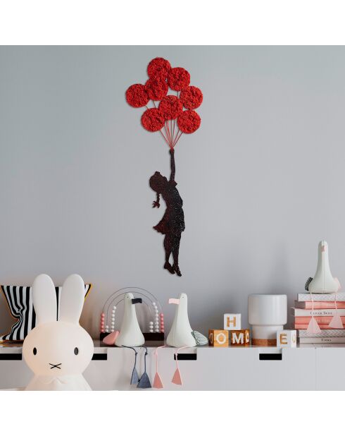 Accessoire mural en métal décoratif Enfant & Ballon rouge/noir - 100x34 cm