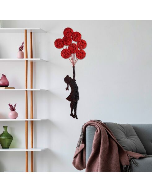 Dekoratives Wandzubehör für Kinder aus Metall und rot/schwarzer Luftballon — 100x34 cm