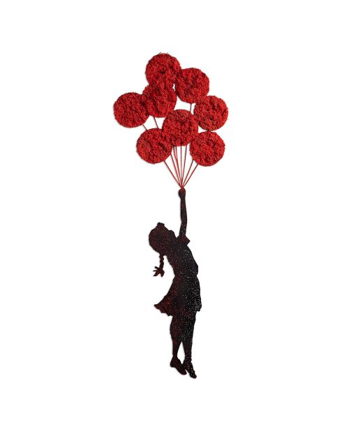 Dekoratives Wandzubehör für Kinder aus Metall und rot/schwarzer Luftballon — 100x34 cm