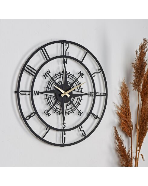 Horloge murale décorative noire - 41x41 cm