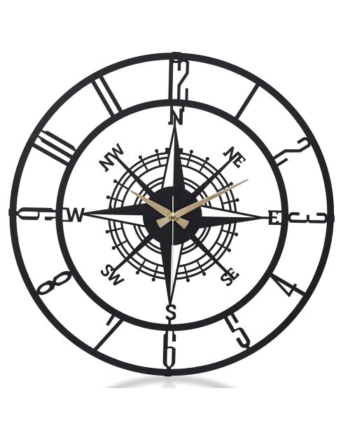 Horloge murale décorative noire - 41x41 cm
