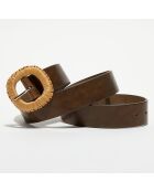 Ceinture en Cuir Annia kaki/marron