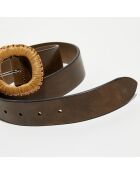 Ceinture en Cuir Annia kaki/marron