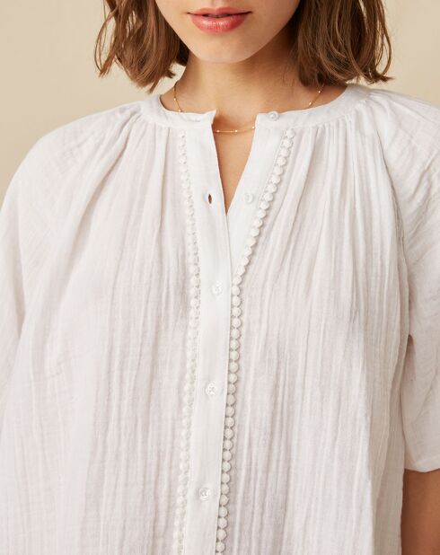 Blouse en Gaze de Coton Emelia blanche