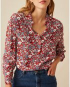Chemise Evelyse imprimée marguerite vermillon