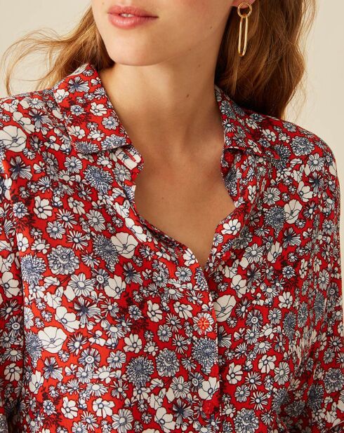 Chemise Evelyse imprimée marguerite vermillon