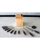 Bloc + 11 couteaux de cuisine Gourmet noir/gris