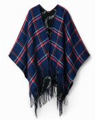 Poncho réversible Lin bleu nuit