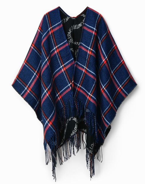 Poncho réversible Lin bleu nuit