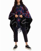 Poncho réversible Lin bleu nuit