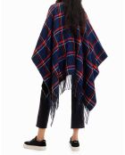 Poncho réversible Lin bleu nuit