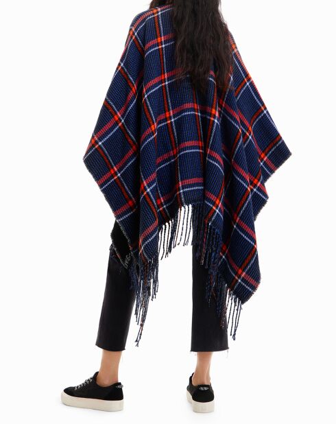 Poncho réversible Lin bleu nuit