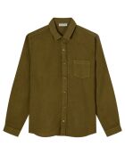 Chemise slim 100% Lin Danny olive