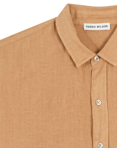 Chemise slim 100% Lin Danny camel