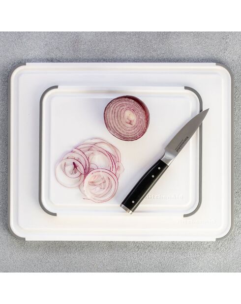 Planche à découper anti dérapante blanche