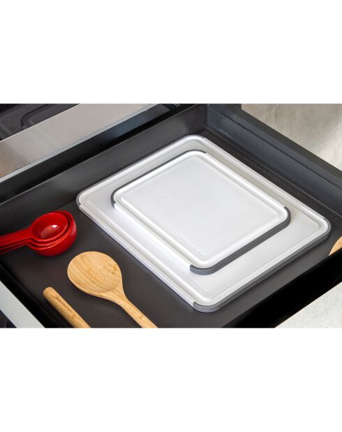 Planche à découper anti dérapante blanche