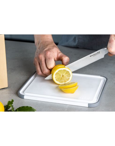 Planche à découper anti dérapante blanche