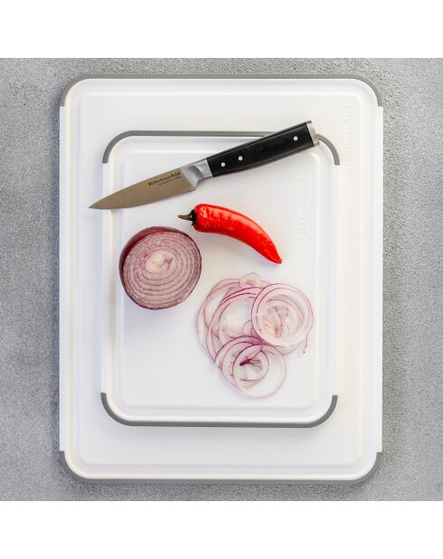 Planche à découper anti dérapante blanche