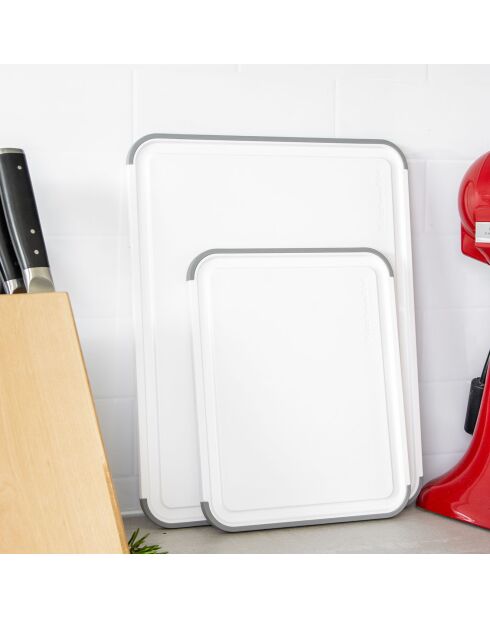 Planche à découper anti dérapante blanche