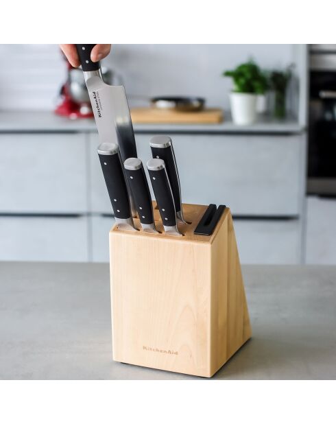Bloc + 5 couteaux de cuisine Gourmet noir/gris