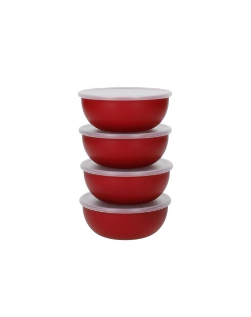 4 Bols de préparation avec couvercle Universel rouges