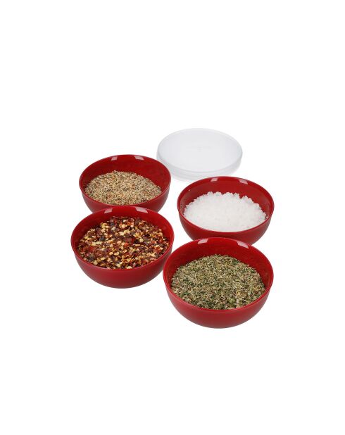 4 Bols de préparation avec couvercle Universel rouges