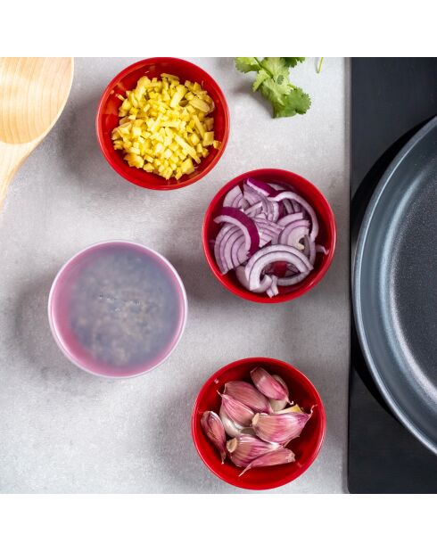 4 Bols de préparation avec couvercle Universel rouges
